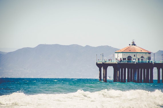 Manhattan Beach Pier With The Santa Monica Mountains In The Etsy