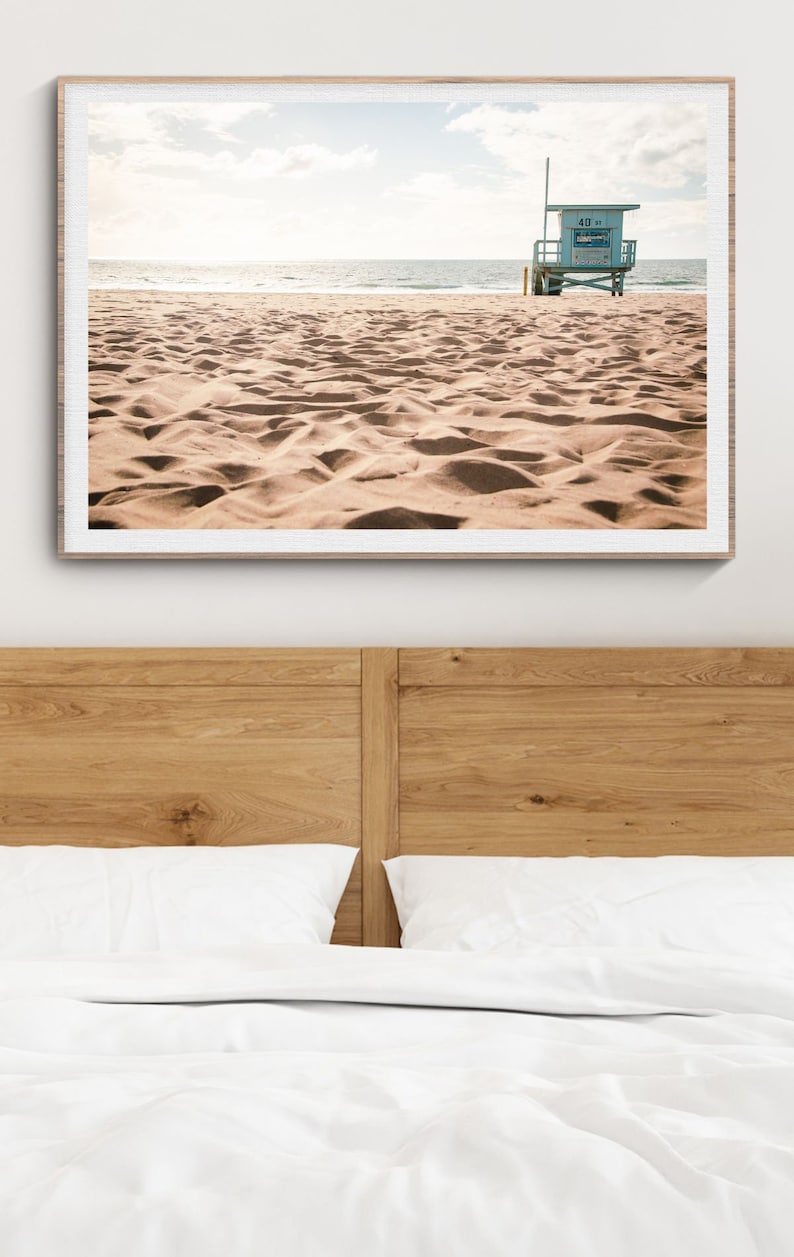 Lifeguard Tower Beach Photo California Beach Art Summer Print Framed Beach Decor Sand & Surf Photography El Porto Manhattan Beach Blue Tower