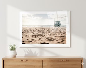 Lifeguard Tower Beach Photo California Beach Art Summer Print Framed Beach Decor Sand & Surf Photography El Porto Manhattan Beach Blue Tower