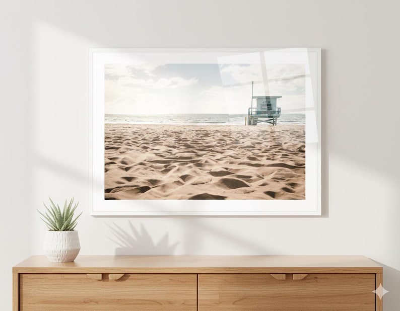 Lifeguard Tower Beach Photo California Beach Art Summer Print Framed Beach Decor Sand & Surf Photography El Porto Manhattan Beach Blue Tower image 1