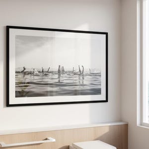 Bathroom Beach Wall Art Bathroom Decor Black & White Beach Aesthetic Airbnb Bathroom Decor Small Framed Print for Bathroom Classy and Simple