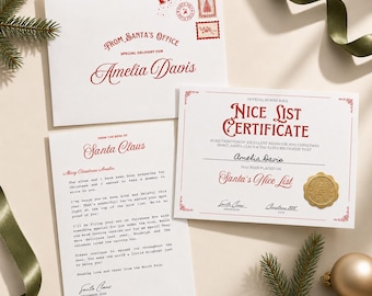 Christmas Eve Letter From Santa Personalized Mail North Pole Delivery Official Santa Note Keepsake Gift From Desk of Santa for Kid Nice List