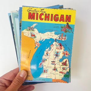 10er-Set winzige grüne Postkarten von Mackinac Island Detroit-Saugatuck und Cape-Michigan-Penninsula von Missouri-Geschenken