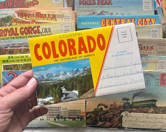Colorado Gift Postcard Books Vintage Travel Souvenir Pikes Peak Wedding Colorado Springs Gift from Colorado Lovers Travel Gift