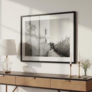 Black & White Lighthouse Photo Fire Island Print Long Island Photography Coastal Wall Art New York State Decor Nautical Photo Print