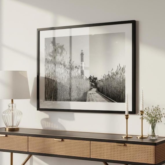 Black & White Lighthouse Photo Fire Island Print Long Island Photography Coastal Wall Art New York State Decor Nautical Photo Print