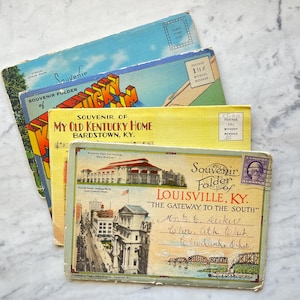 Kentucky cadeau livret de voyage vintage Louisville Kentucky Lake carte postale souvenir décoration de table sud collectionneur histoire souvenir éphémère