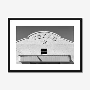 Texas Wall Art Print Marfa Texas Black & White Vintage Sign Photo Retro Texas Pride Large Art Bathroom Decor Framed Framed Photography Print