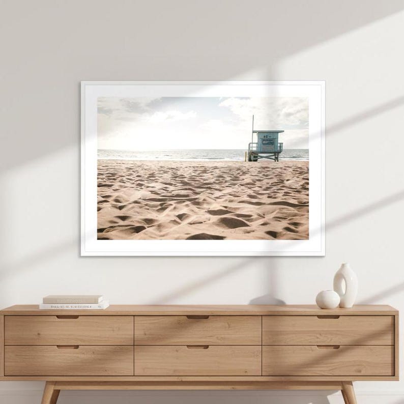 Lifeguard Tower Beach Photo California Beach Art Summer Print Framed Beach Decor Sand & Surf Photography El Porto Manhattan Beach Blue Tower image 8