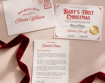 Baby First Christmas Eve Keepsake Gift Letter From Santa Personalized Newborn 1st Xmas Gift for Grandchild Holiday Memento Grandma Grandson