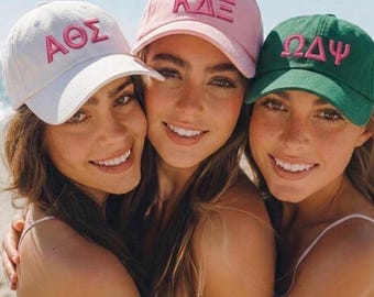 Sorority Graduation Gift Hat Custom Embroidered Greek Letters Custom Senior Sorority Gift College Graduation Gift for Big Sis from Little