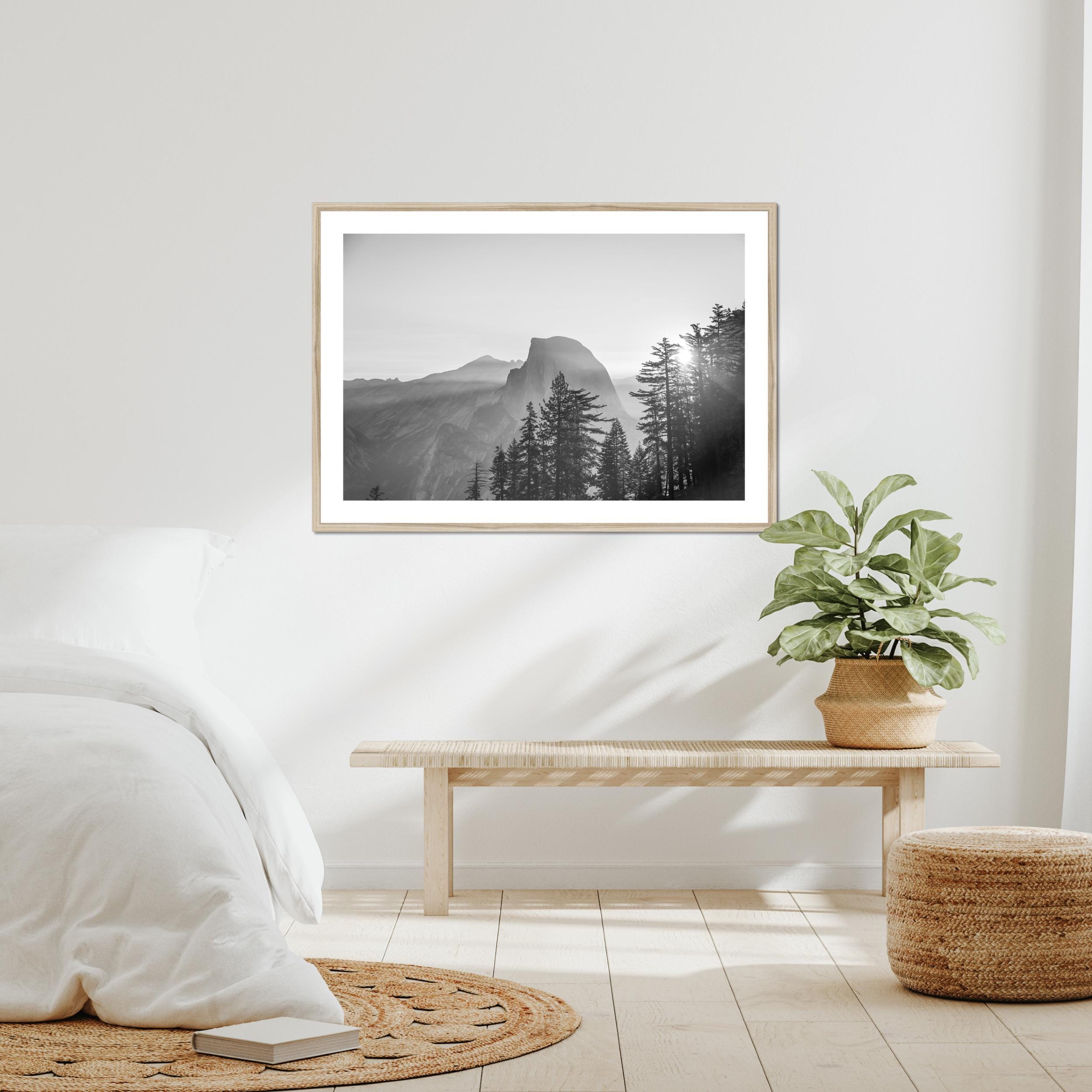 Yosemite Landscape Print Black White Mountain Photography Wall Art ...