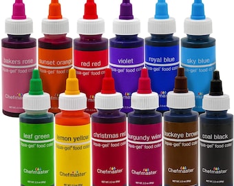 Chefmaster Liqua-Gel Variety Pack - 12  2.3 Ounce Bottles