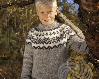 Kids Afmæli Lopapeysa, Kids Icelandic Wool Sweater, Anniversary Pullover, Unique Custom Knit Sweater