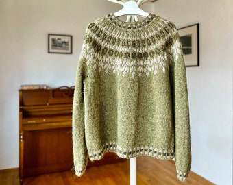 Birki Icelandic Lopapeysa, Nordic Wool Sweater, Hand Knit Icelandic Sweater, Custom Knit Fair Isle Sweater