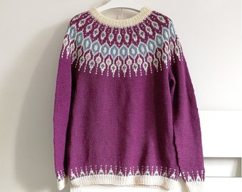 Icelandic Fair Isle Lopapeysa Sweater Adults Hand Knit in Baby - Etsy