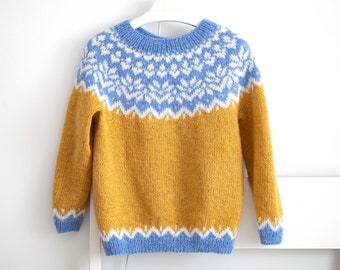 Afmæli Icelandic Lopapeysa, Nordic Wool Sweater, Hand Knit Icelandic Sweater, Custom Knit Fair Isle Sweater