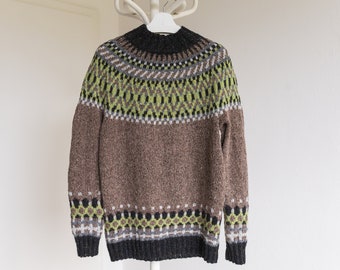 BJORK Lopapeysa, isländischer Wollpullover, einzigartiger Strickpullover für Erwachsene, kundenspezifischer handgefertigter Pullover