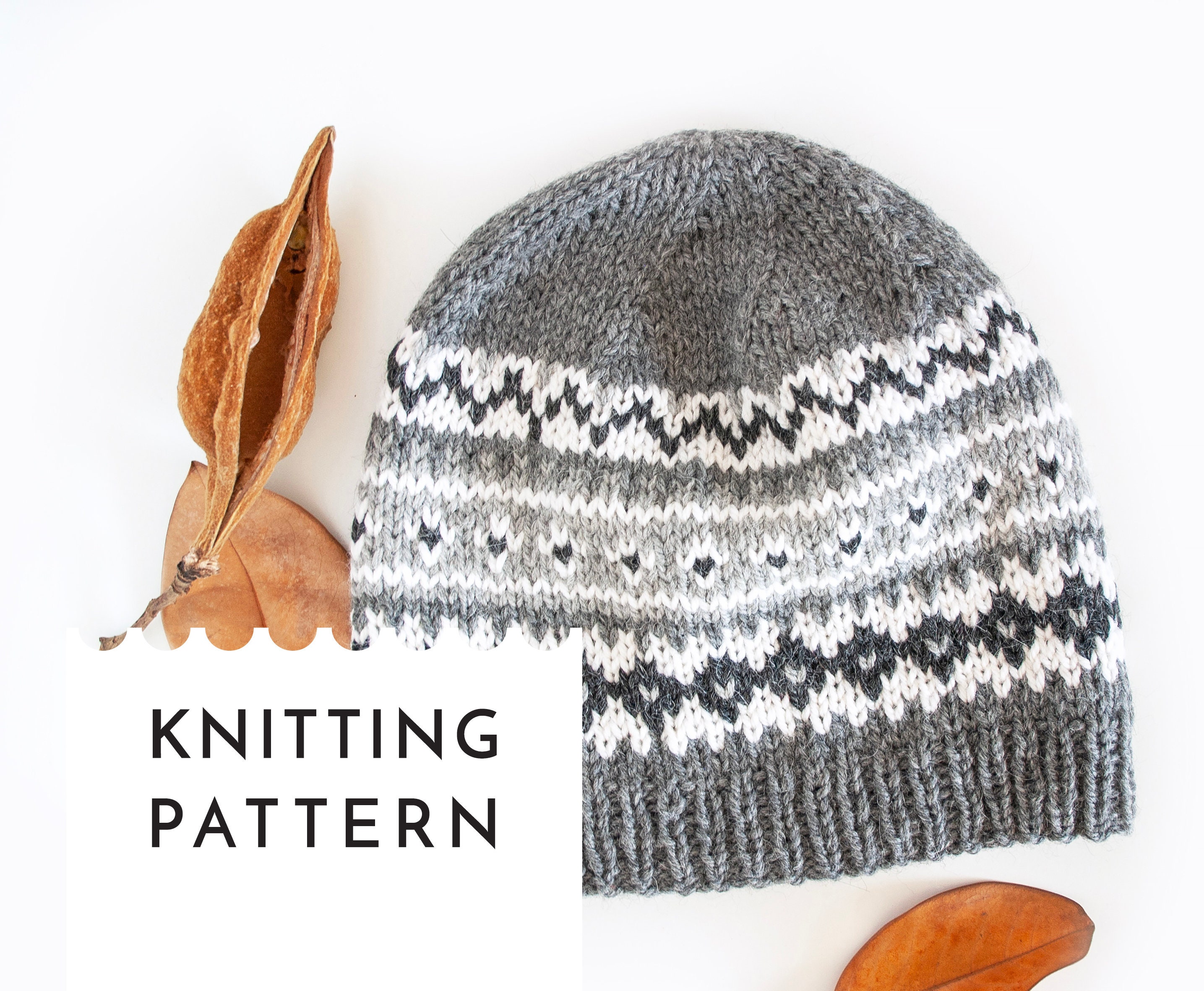 Hat knitting pattern: instant download PDF. Beanie hat