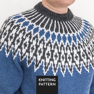 Odin Icelandic Lopapeysa Sweater Knitting Pattern PDF • Adults XS–5XL & Kids • Traditional Nordic Yoke Pullover