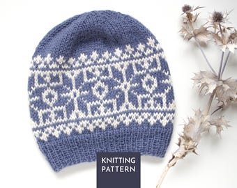 Fair Isle Hat Knitting Pattern PDF • Sula Nordic Beanie Design