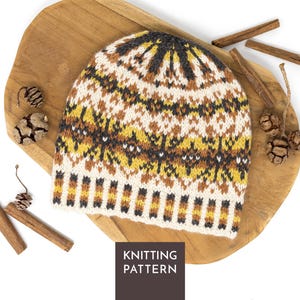 Fair Isle-mössa stickmönster PDF • Shetland Nordic Colorwork Beanie Design
