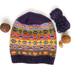 Fair Isle Hat, Custom Alpaca Wool Nordic Beanie for Kids and Adults, Unique Hand Knitted Hat image 4