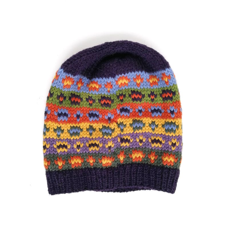 Fair Isle Hat, Custom Alpaca Wool Nordic Beanie for Kids and Adults, Unique Hand Knitted Hat image 7