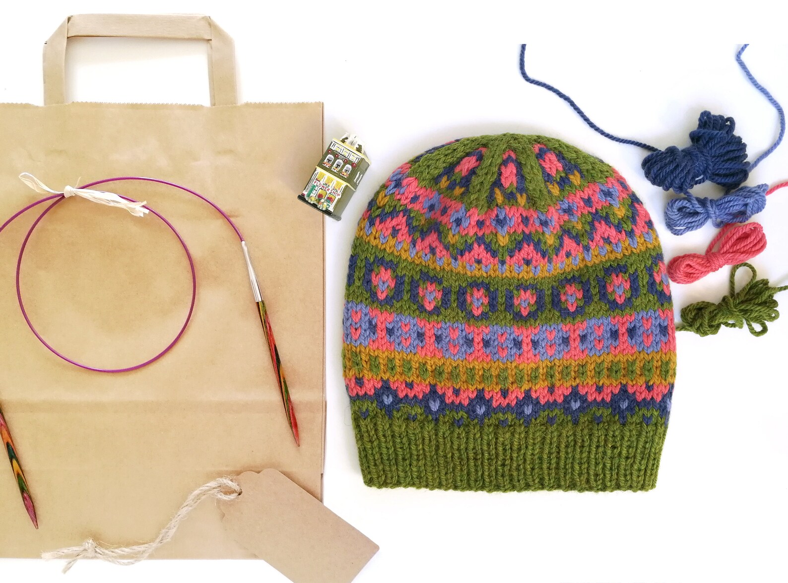 Fair Isle Hat Knitting Kit Nordic Beanie Knitting Pattern Etsy