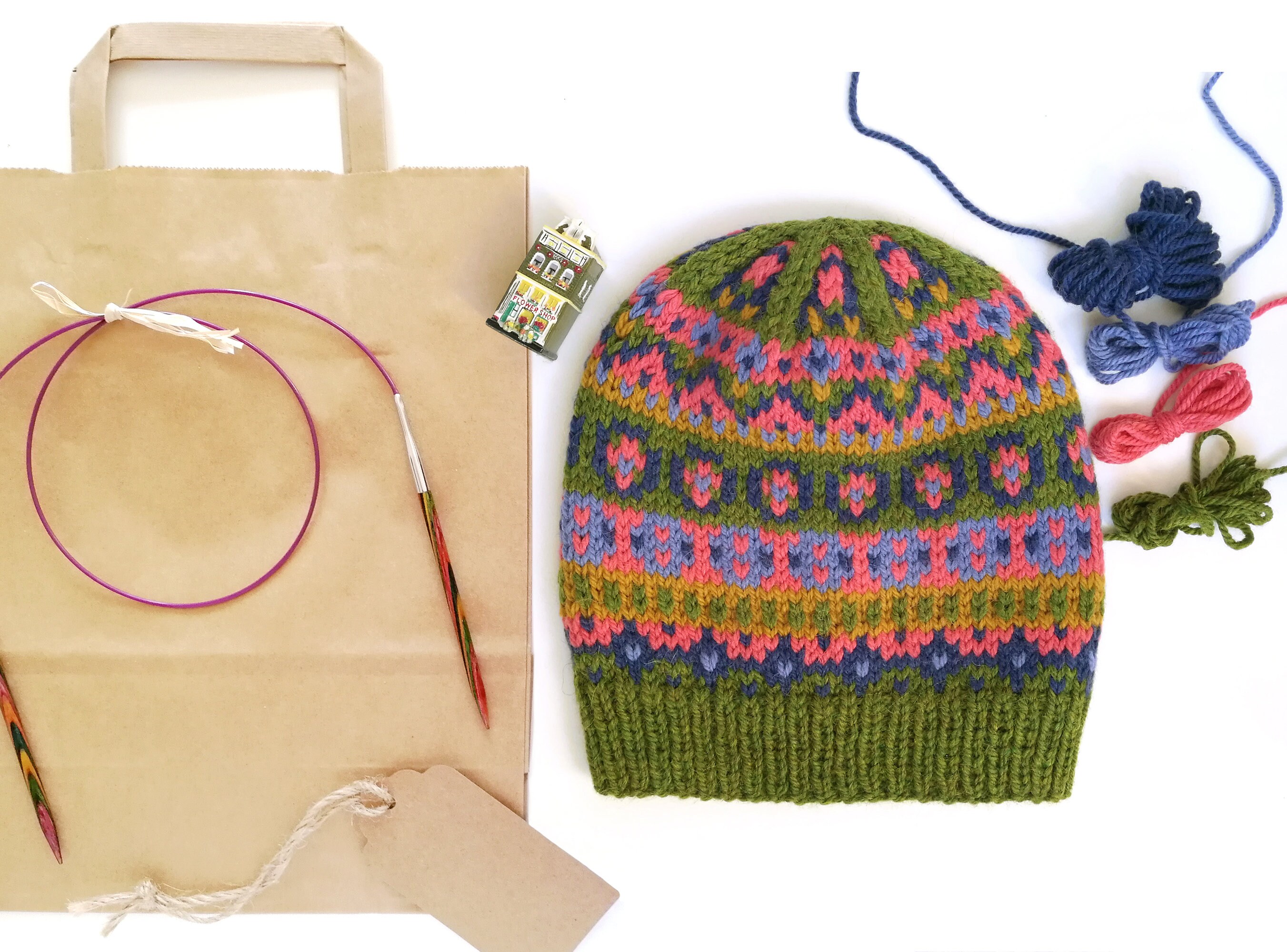 Fair Isle Hat Knitting Kit Nordic Beanie Knitting Pattern Etsy