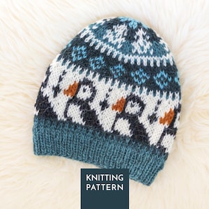 Puffin Hat Knitting Pattern PDF • Icelandic Bird Beanie Design • Matching Lopapeysa Hat