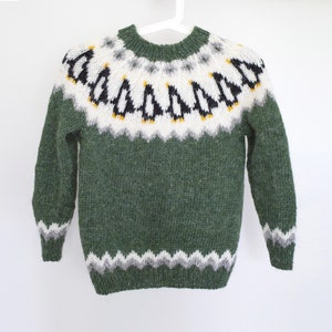 Penguin Lopapeysa, Icelandic Wool Sweater, Penguin Sweater, Unique Knit Adult Pullover, Custom Handmade Sweater image 4