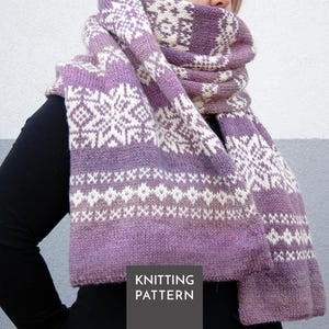 Fair Isle Scarf Knitting Pattern PDF • Double Layer Design • Norrsken Nordic Colorwork Wrap