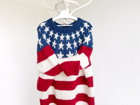 US FLAG Lopapeysa Knitting Pattern, Unique Patriotic Sweater PDF