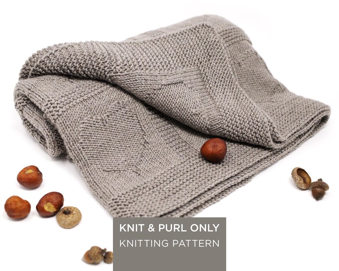 Hearts Blanket Knitting Pattern PDF • Easy Knit Purl Baby Throw ...