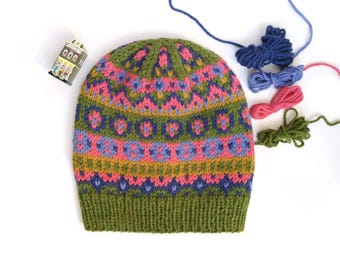 Patrón de gorro Fair Isle para tejer (PDF) • Diseño de gorro nórdico Bergen con diseño de colores
