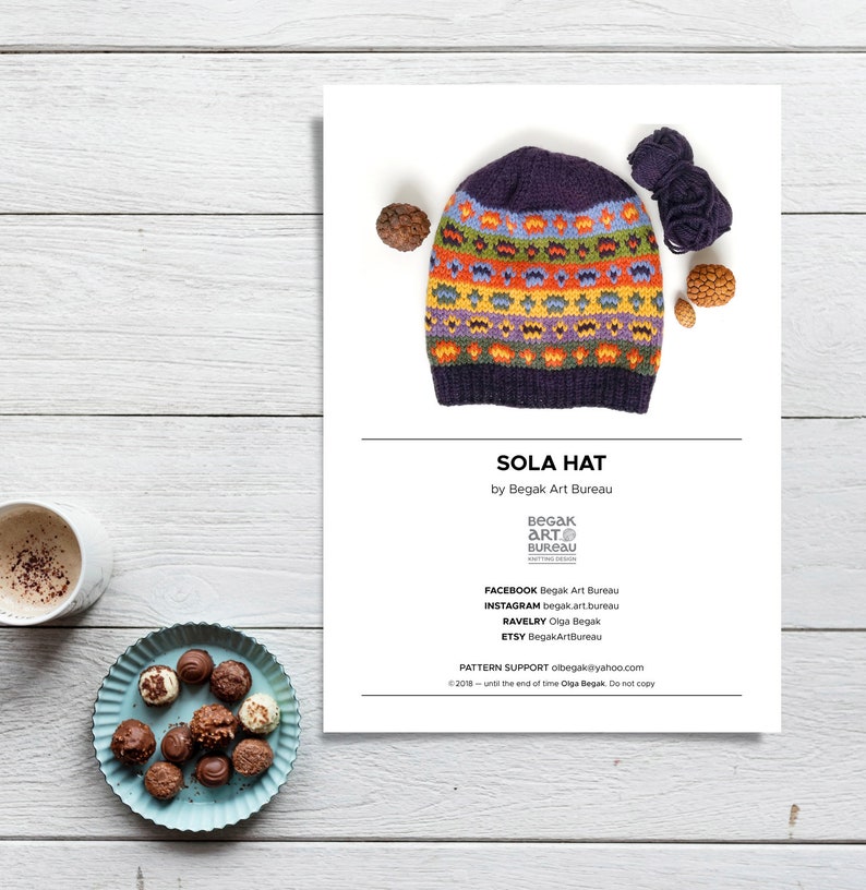 Fair Isle Hat Knitting PDF Pattern, Adult and Kid Hat Knit Pattern, Nordic Hat Pattern, Aran Yarn Beanie Pattern image 3