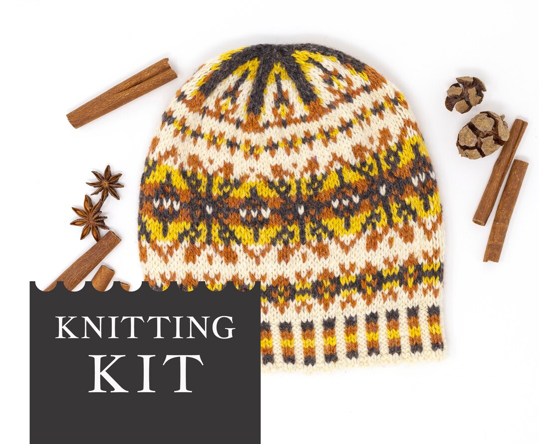 SHETLAND Fair Isle Hat Knitting Kit Hat Knitting Pattern Etsy