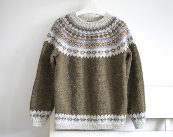 Aftur Icelandic Lopapeysa, Nordic Wool Sweater, Hand Knitted Wool Pullover, Custom Knit Icelandic Sweater