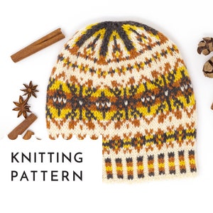 SHETLAND Fair Isle Hat Knitting Pattern for DK Yarn, Unisex Beanie Hat, Nordic Hat PDF Pattern