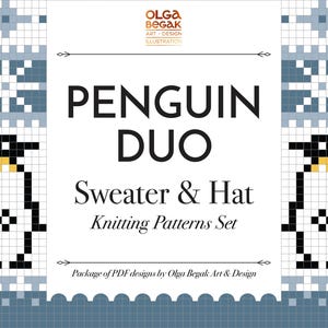Penguin Duo Knitting Pattern Set PDF • Icelandic Lopapeysa Sweater XS–5XL & Hat Patterns