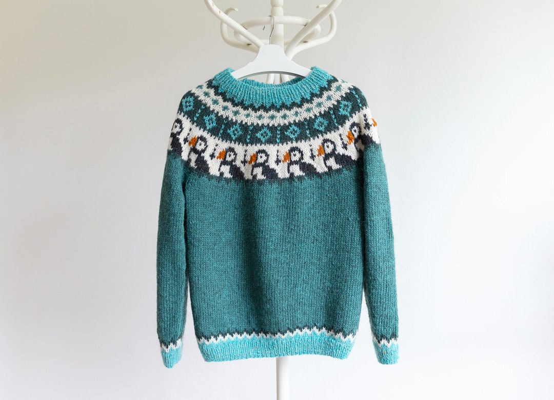 PUFFIN Lopapeysa, Icelandic Wool Sweater, Puffin Sweater, Unique Knit