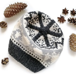 Grey Squirrel Hat Knitting PDF Pattern, Selbu Squirrel Knit Hat Pattern, Fair Isle Hat Adult, Aran Yarn Nordic Hat Pattern image 3