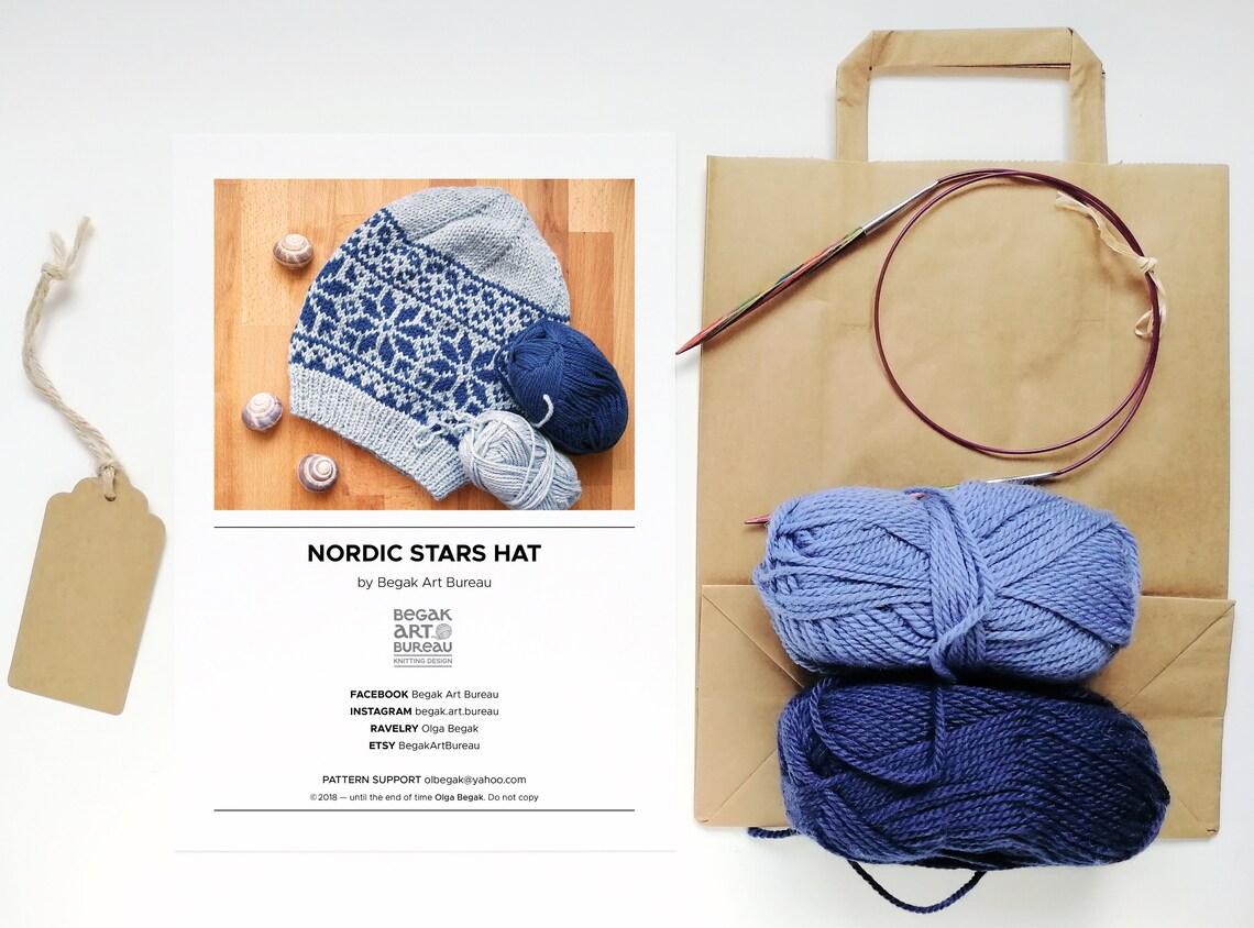 Fair Isle Hat Knitting Kit Nordic Hat Knitting Pattern Knit Etsy