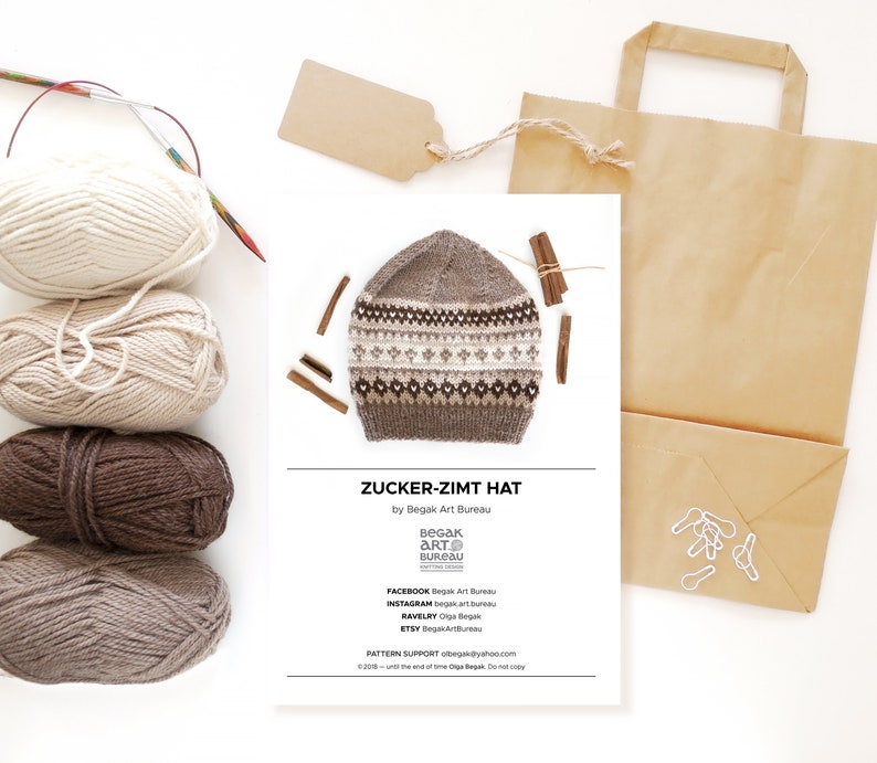 Fair Isle Hat Knitting Kit, DIY Craft Kit with Wool and Knitting Pattern, Nordic Beanie for Men and Women, Unique Gift for Knitters image 3