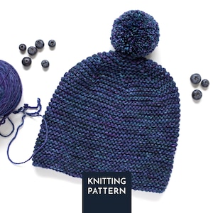 Stickmönster för Pom Pom-mössa i PDF-format • Enkel mössa med rätstygn • Avkopplande TV-stickprojekt