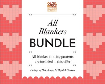 Knit Baby Blanket Pattern Bundle, PDF Knitting Patterns for Afghan Throw Blankets, 7 Unique Blanket Designs