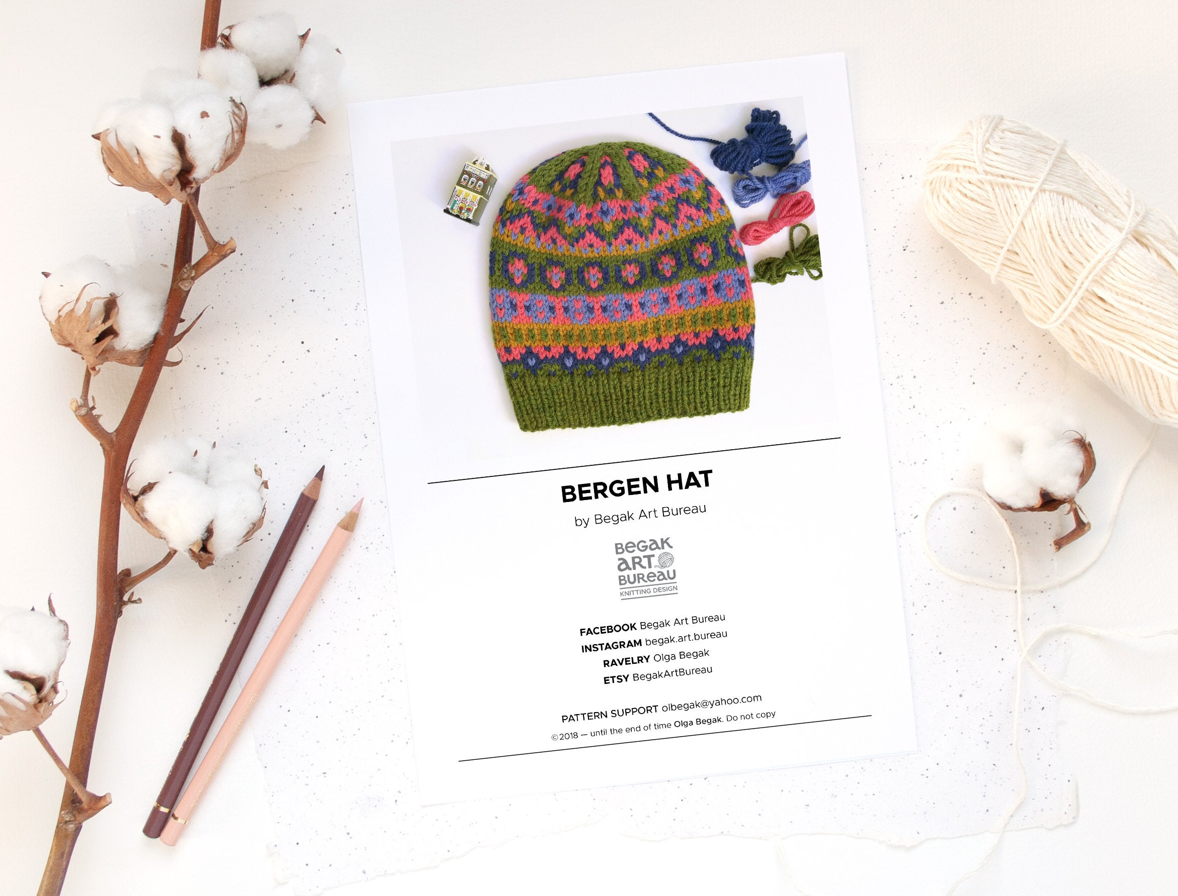 Fair Isle Hat Knitting Kit Nordic Beanie Knitting Pattern Etsy