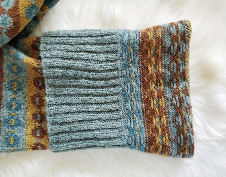Fair Isle Scarf Knitting PDF Pattern Extra Long Double Layer Etsy