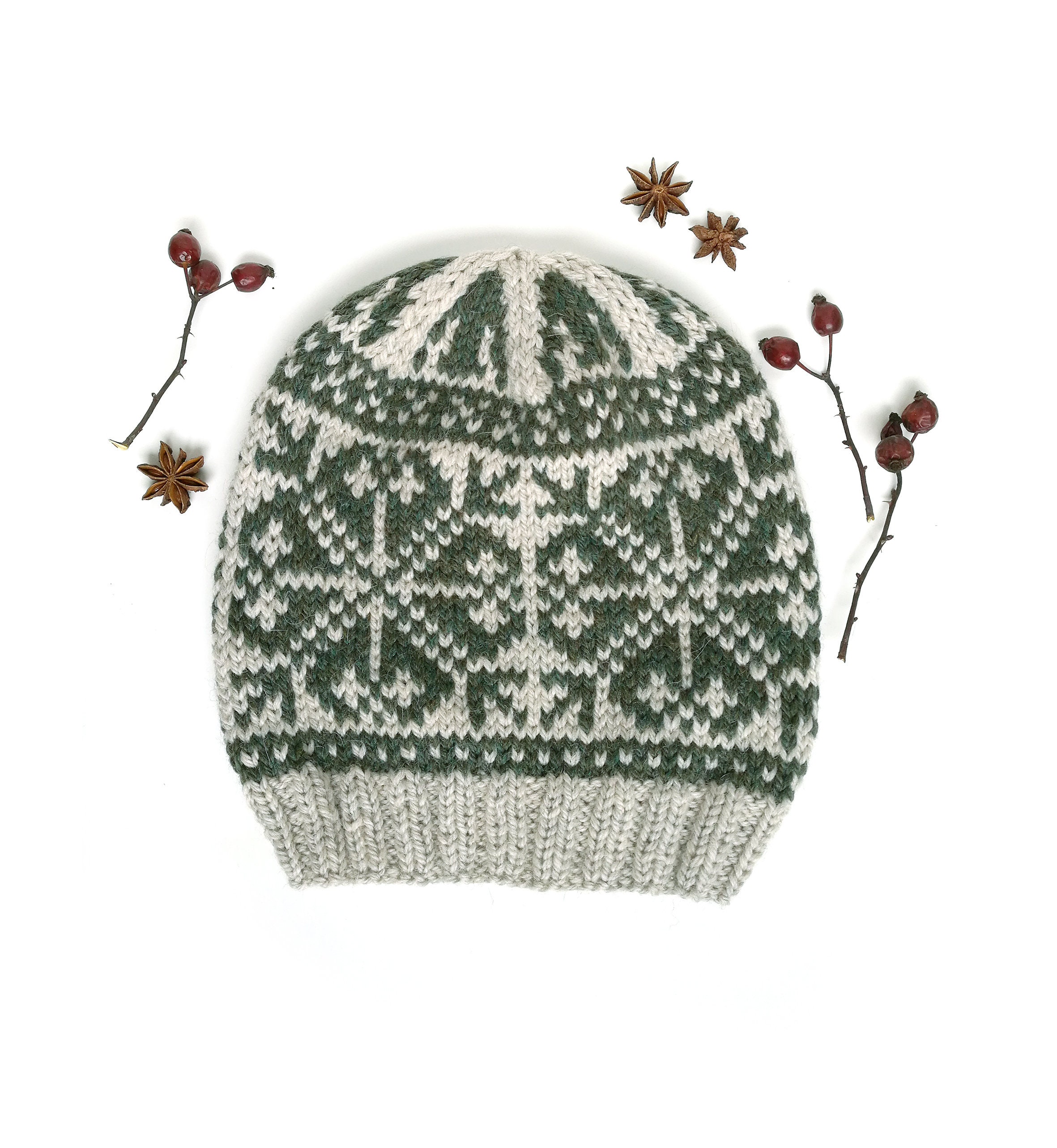 Fair Isle Hat Knitting Kit Adult Hat Knitting Pattern Nordic Etsy